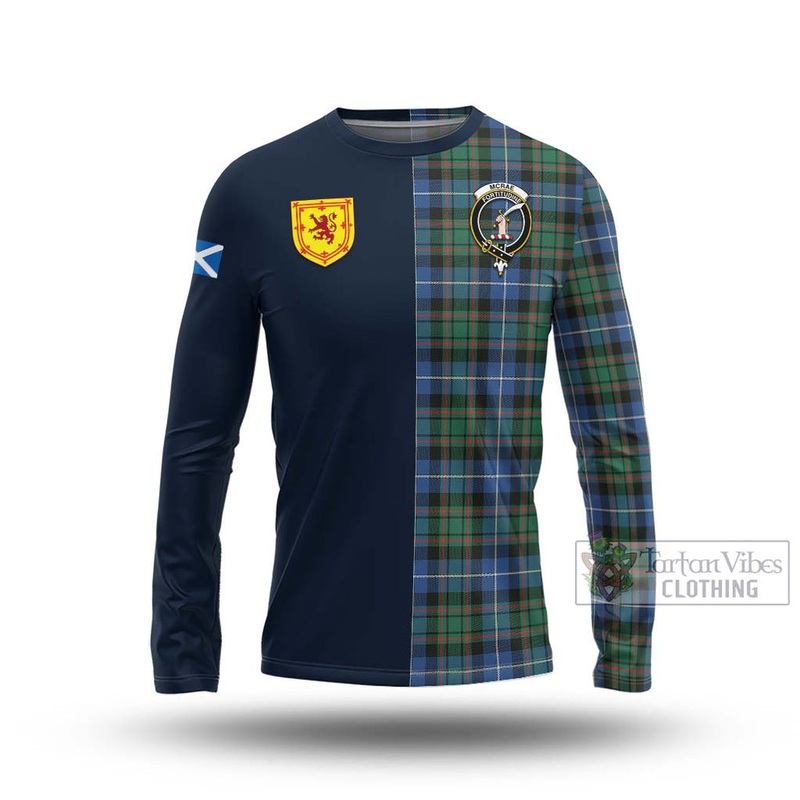 McRae Hunting Ancient Tartan Long Sleeve T-Shirt Alba with Scottish Lion Royal Arm Half Style