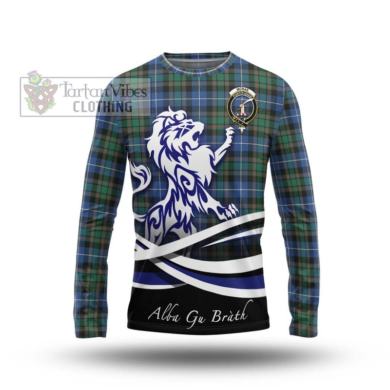 McRae Hunting Ancient Tartan Long Sleeve T-Shirt with Alba Gu Brath Regal Lion Emblem