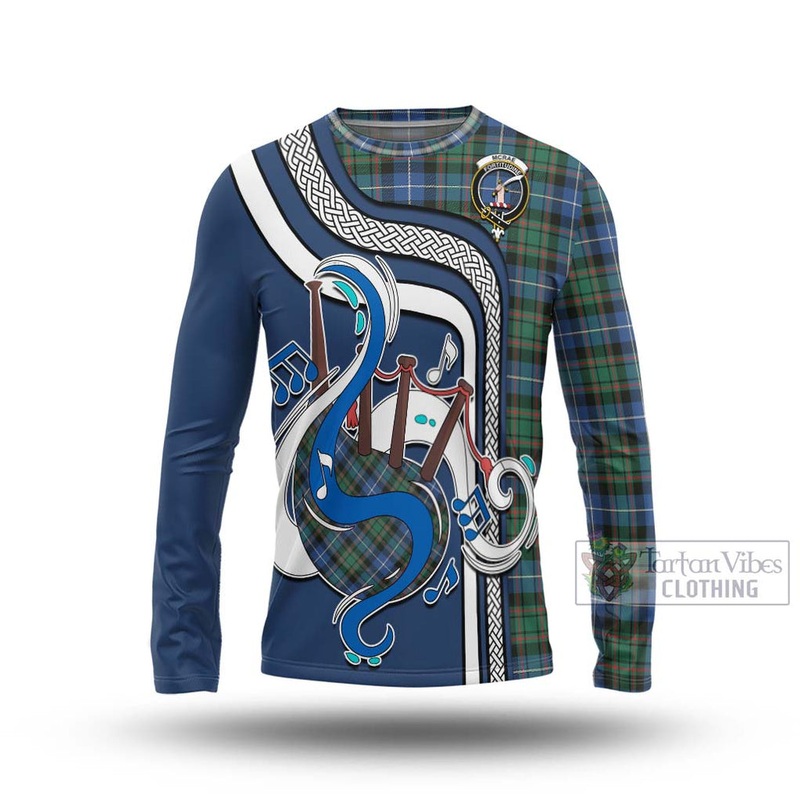 McRae Hunting Ancient Tartan Long Sleeve T-Shirt with Epic Bagpipe Style