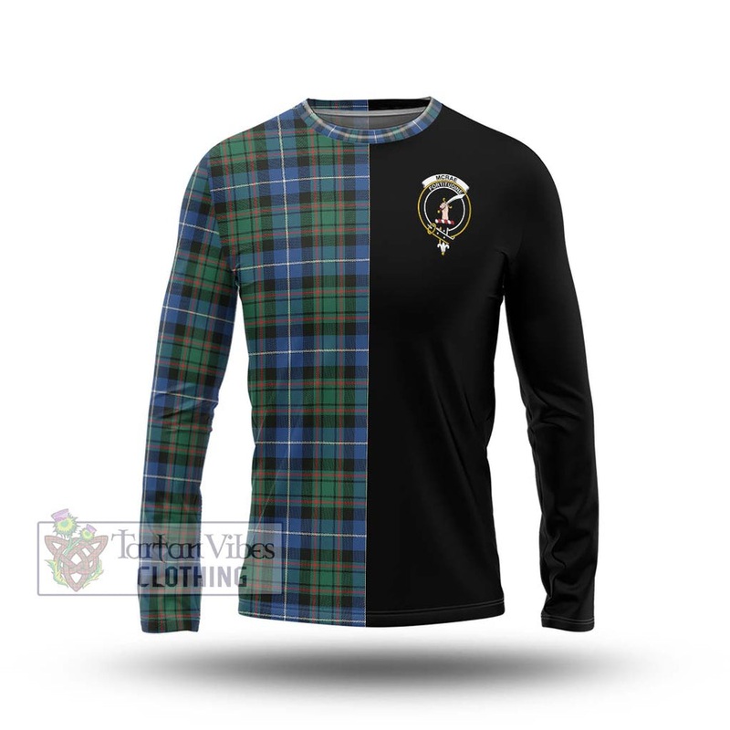 McRae Hunting Ancient Tartan Long Sleeve T-Shirt with Family Crest and Half Of Me Style
