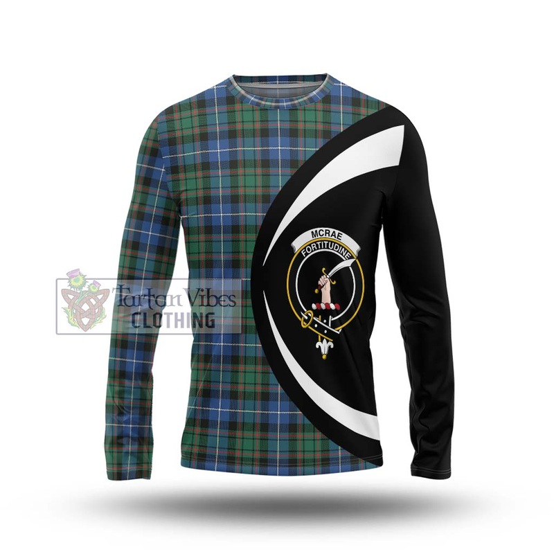 McRae Hunting Ancient Tartan Long Sleeve T-Shirt with Family Crest Circle Style