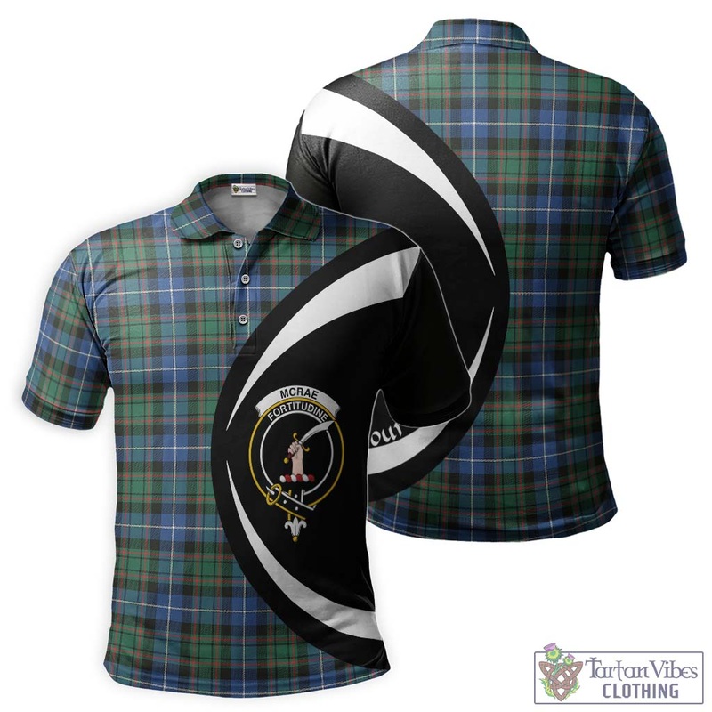 McRae Hunting Ancient Tartan Men's Polo Shirt with Family Crest Circle Style