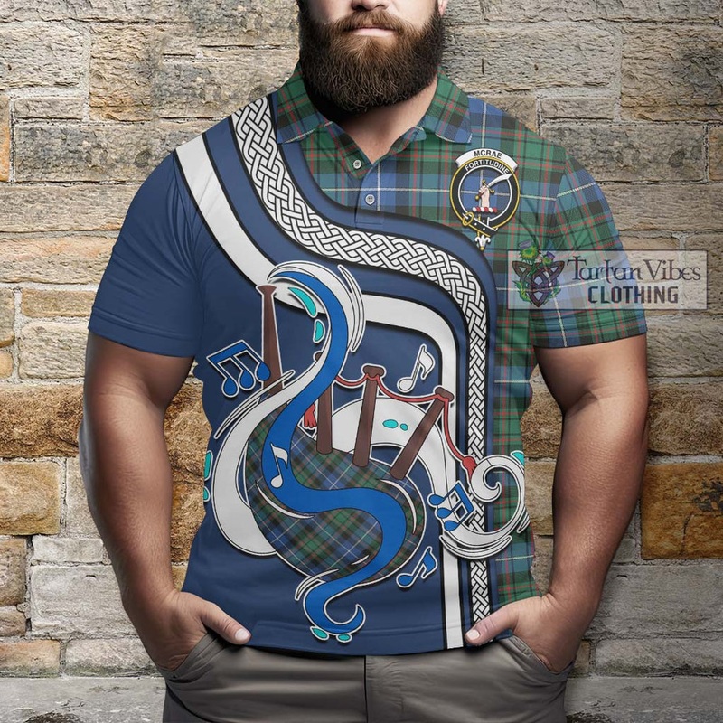 McRae Hunting Ancient Tartan Polo Shirt with Epic Bagpipe Style