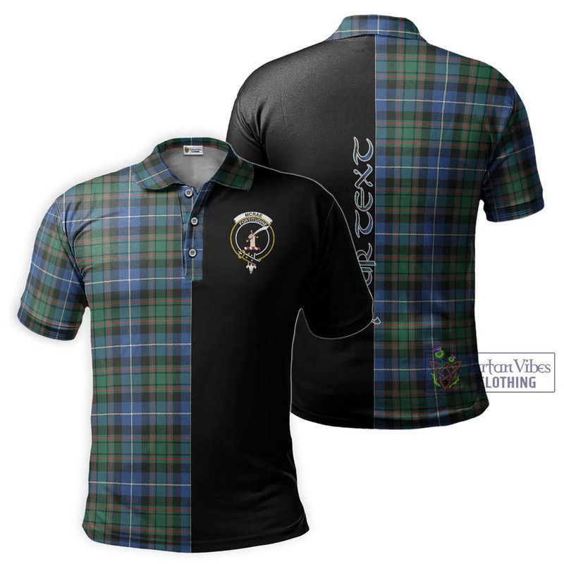 McRae Hunting Ancient Tartan Polo Shirt with Family Crest and Half Of Me Style