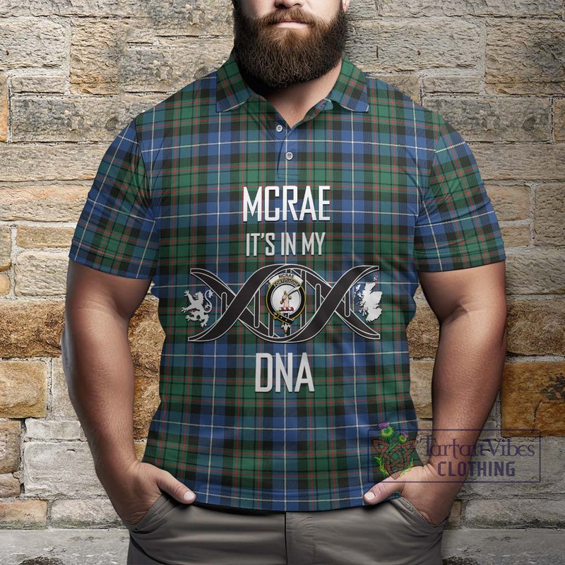 McRae Hunting Ancient Tartan Polo Shirt with Family Crest DNA In Me Style