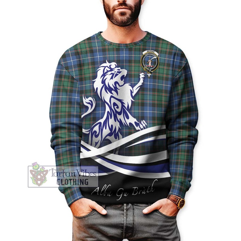 McRae Hunting Ancient Tartan Sweatshirt with Alba Gu Brath Regal Lion Emblem