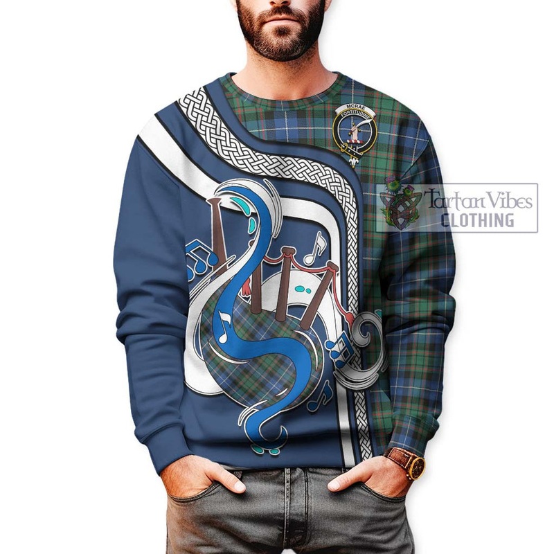 McRae Hunting Ancient Tartan Sweatshirt with Epic Bagpipe Style