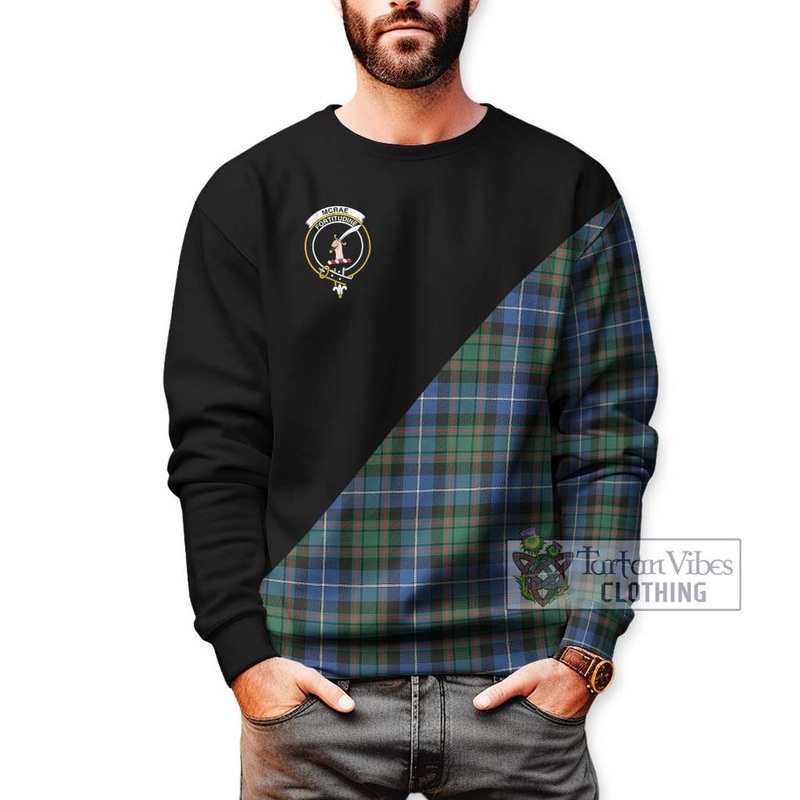 McRae Hunting Ancient Tartan Sweatshirt with Family Crest and Military Logo Style
