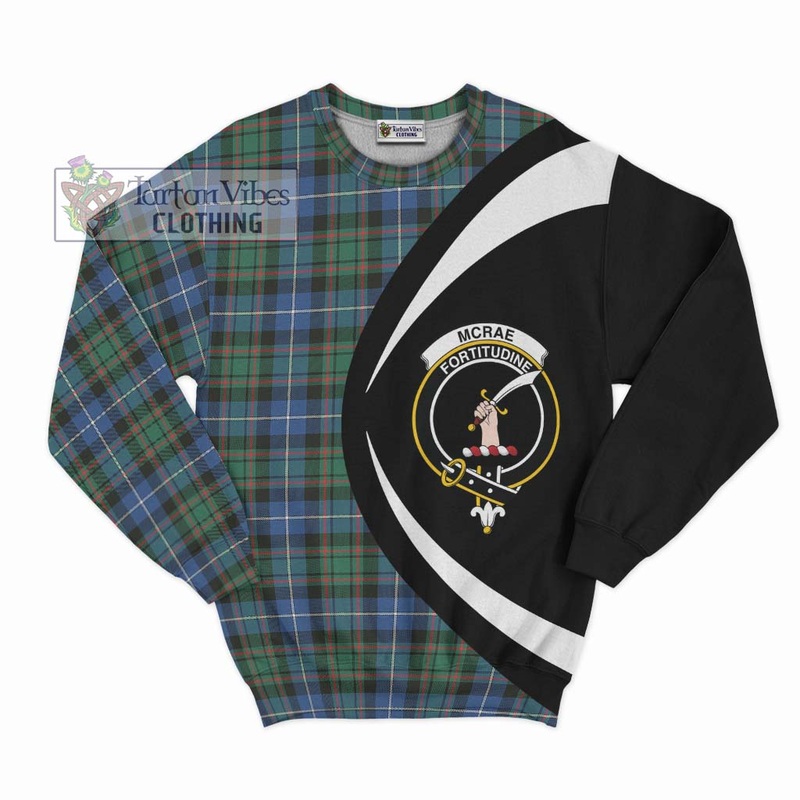 McRae Hunting Ancient Tartan Sweatshirt with Family Crest Circle Style