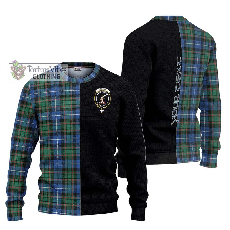 McRae Hunting Ancient Tartan Ugly Sweater with Family Crest and Half Of Me Style