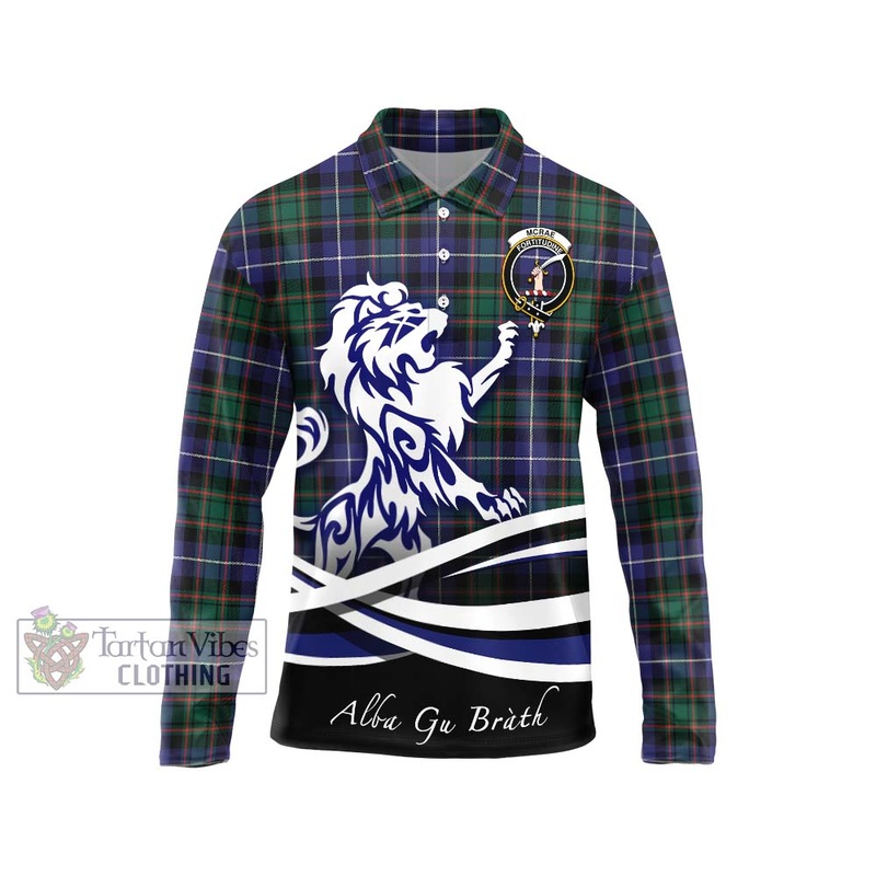 McRae Hunting Modern Tartan Long Sleeve Polo Shirt with Alba Gu Brath Regal Lion Emblem