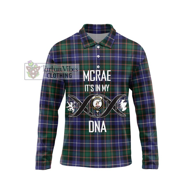McRae Hunting Modern Tartan Long Sleeve Polo Shirt with Family Crest DNA In Me Style