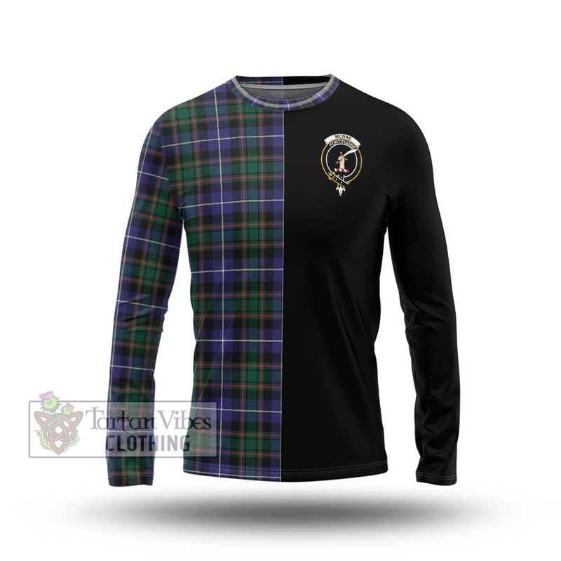 McRae Hunting Modern Tartan Long Sleeve T-Shirt with Family Crest and Half Of Me Style