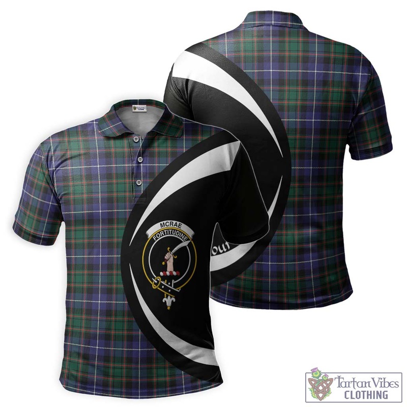 McRae Hunting Modern Tartan Men's Polo Shirt with Family Crest Circle Style