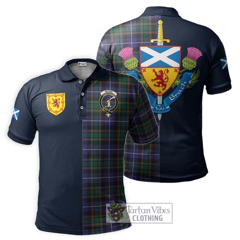 McRae Hunting Modern Tartan Polo Shirt Alba with Scottish Lion Royal Arm Half Style