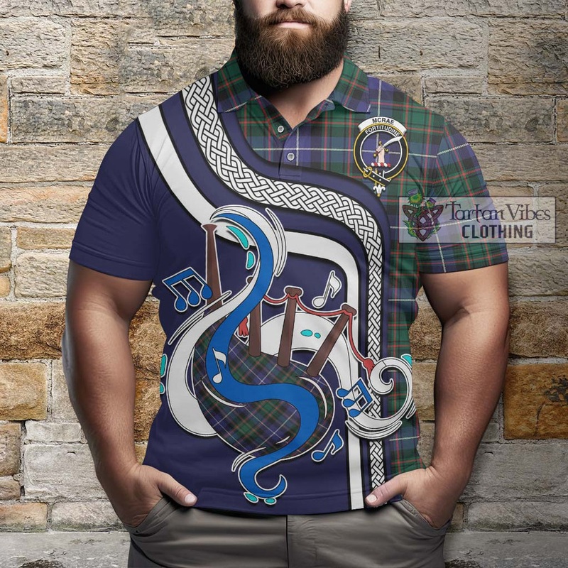 McRae Hunting Modern Tartan Polo Shirt with Epic Bagpipe Style