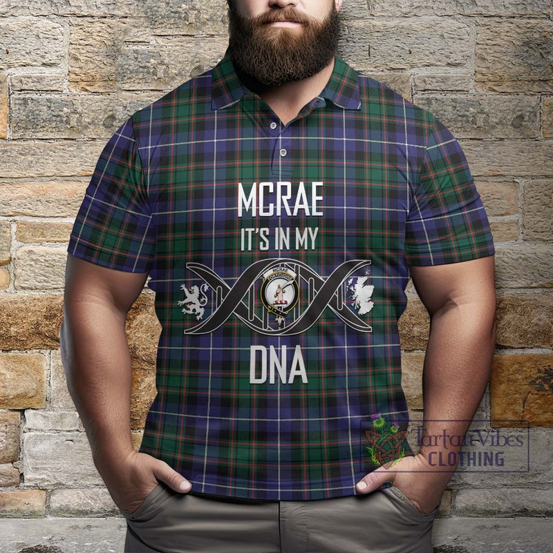 McRae Hunting Modern Tartan Polo Shirt with Family Crest DNA In Me Style