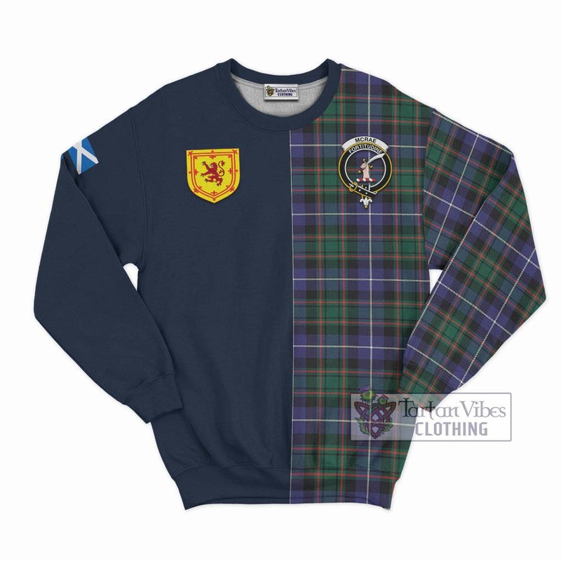 McRae Hunting Modern Tartan Sweatshirt Alba with Scottish Lion Royal Arm Half Style