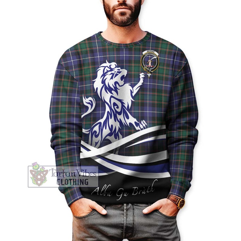 McRae Hunting Modern Tartan Sweatshirt with Alba Gu Brath Regal Lion Emblem