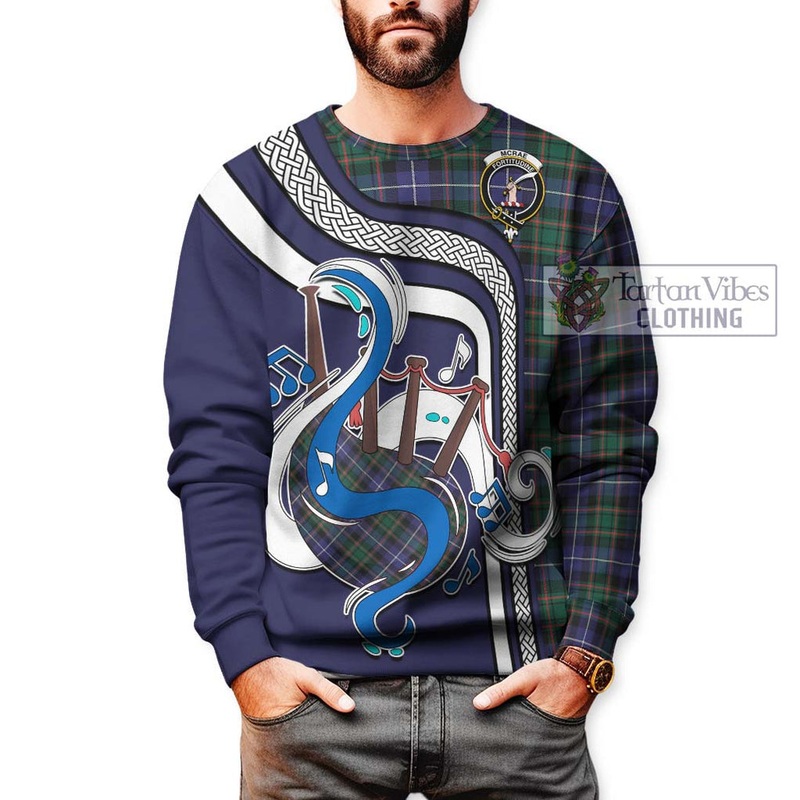 McRae Hunting Modern Tartan Sweatshirt with Epic Bagpipe Style