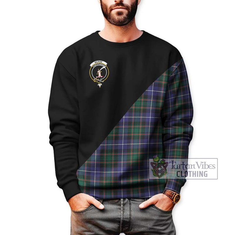 McRae Hunting Modern Tartan Sweatshirt with Family Crest and Military Logo Style