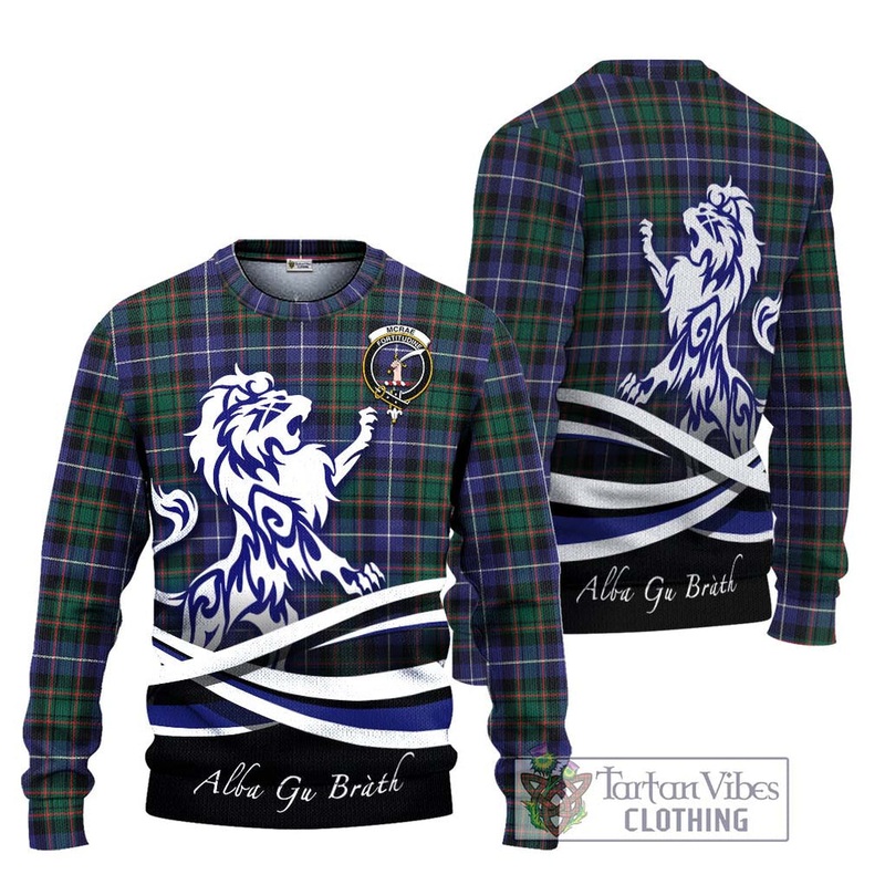 McRae Hunting Modern Tartan Ugly Sweater with Alba Gu Brath Regal Lion Emblem