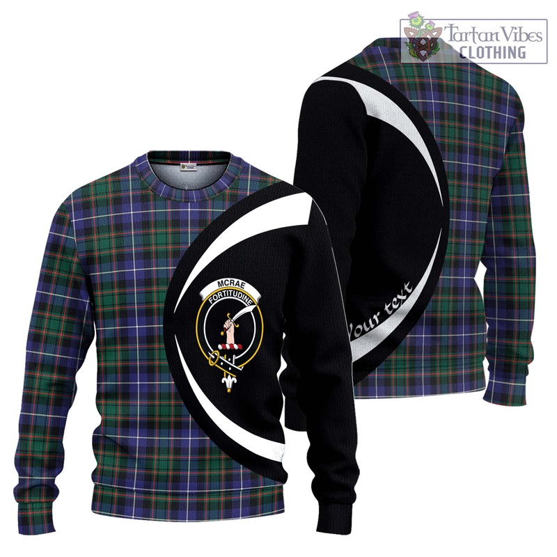 McRae Hunting Modern Tartan Ugly Sweater with Family Crest Circle Style
