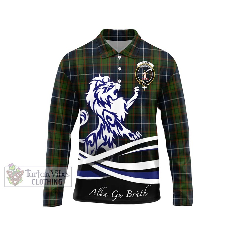 McRae Hunting Tartan Long Sleeve Polo Shirt with Alba Gu Brath Regal Lion Emblem