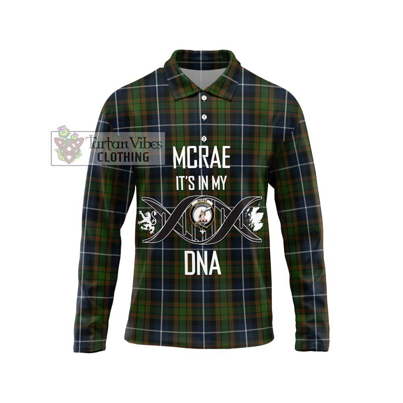 McRae Hunting Tartan Long Sleeve Polo Shirt with Family Crest DNA In Me Style