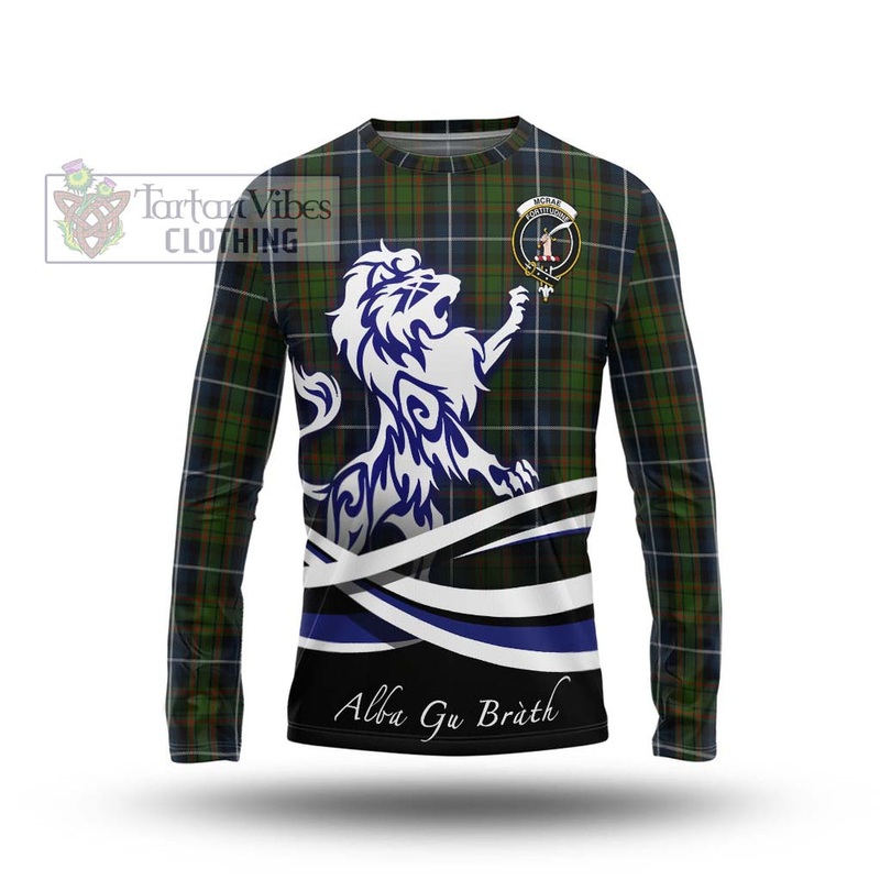 McRae Hunting Tartan Long Sleeve T-Shirt with Alba Gu Brath Regal Lion Emblem