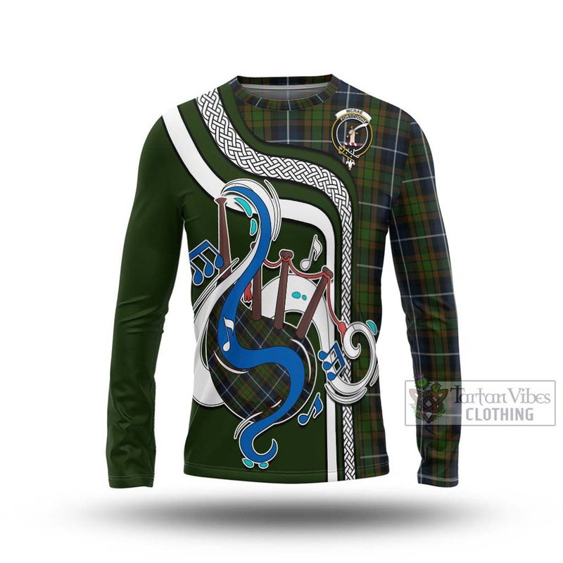 McRae Hunting Tartan Long Sleeve T-Shirt with Epic Bagpipe Style