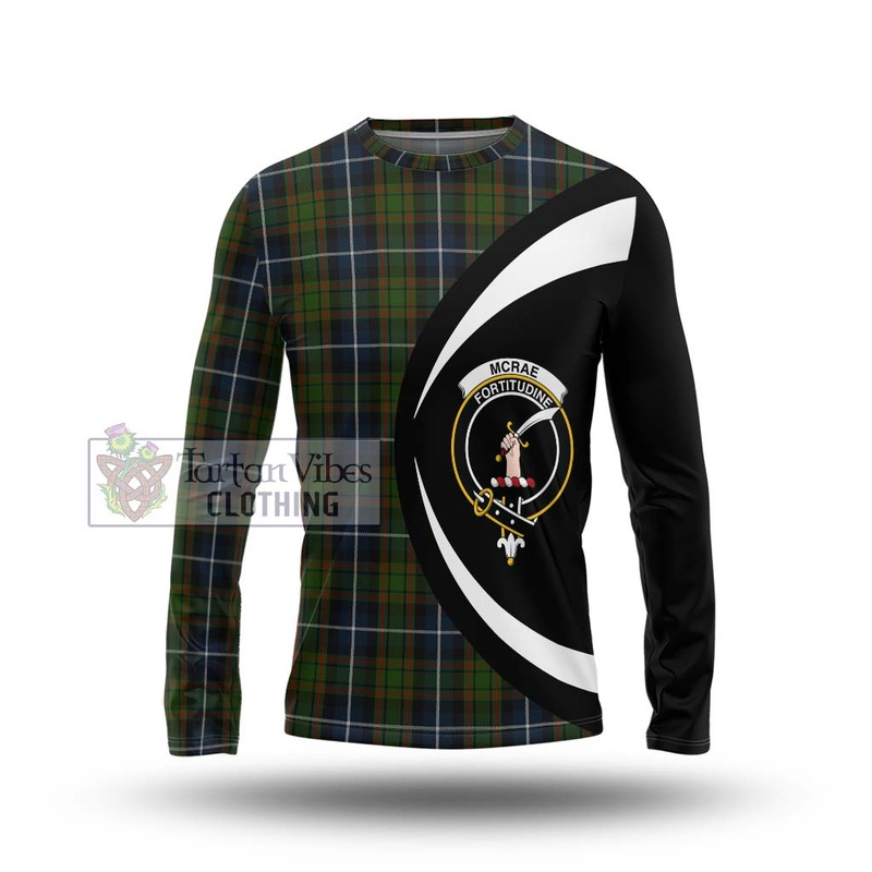 McRae Hunting Tartan Long Sleeve T-Shirt with Family Crest Circle Style