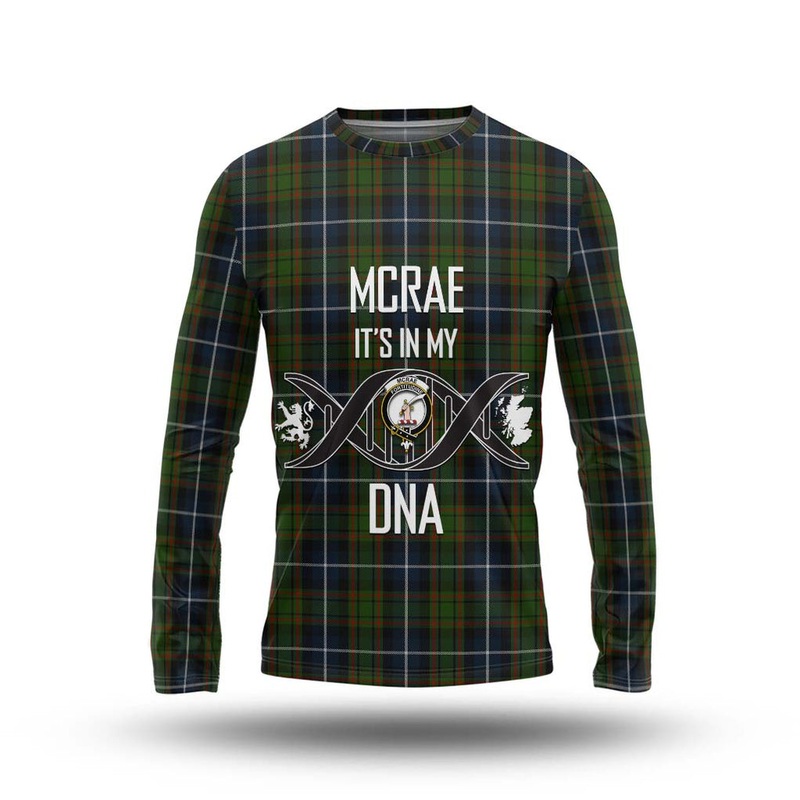 McRae Hunting Tartan Long Sleeve T-Shirt with Family Crest DNA In Me Style