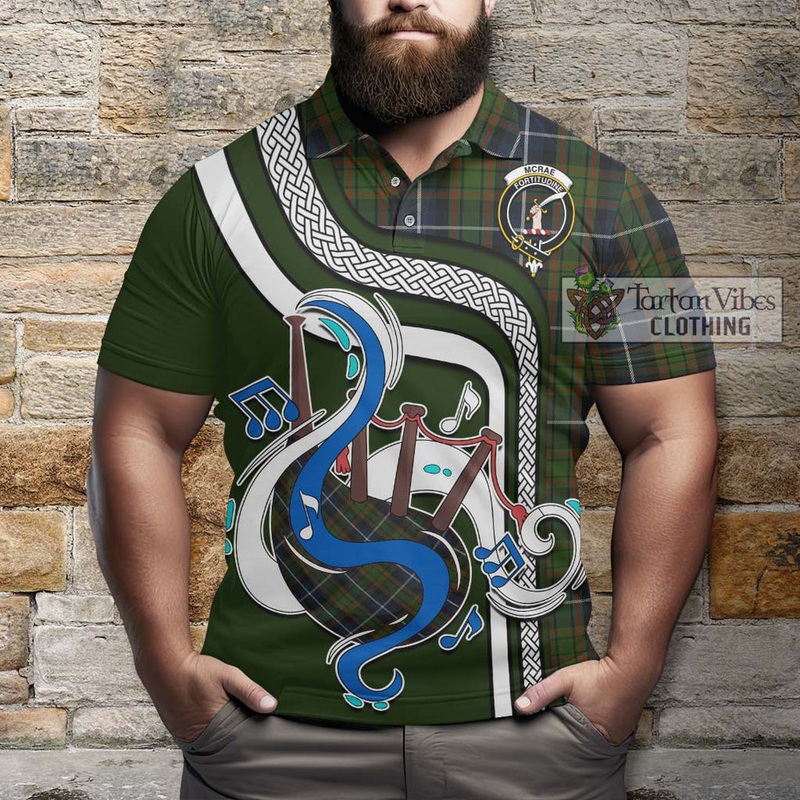 McRae Hunting Tartan Polo Shirt with Epic Bagpipe Style