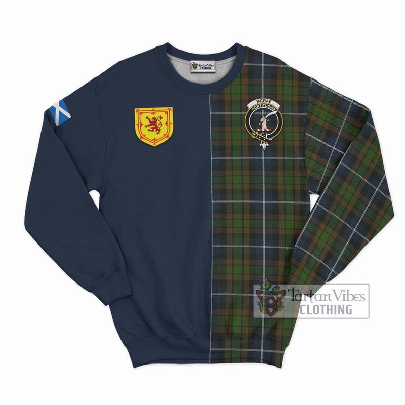 McRae Hunting Tartan Sweatshirt Alba with Scottish Lion Royal Arm Half Style