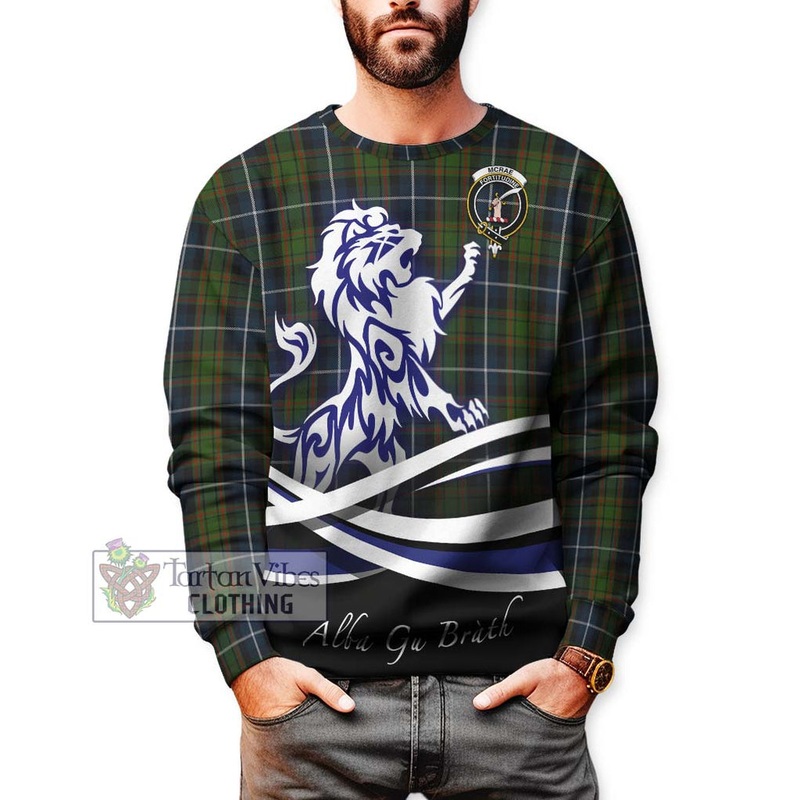 McRae Hunting Tartan Sweatshirt with Alba Gu Brath Regal Lion Emblem