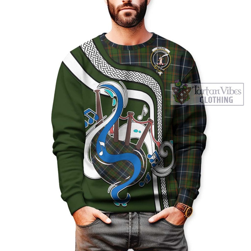 McRae Hunting Tartan Sweatshirt with Epic Bagpipe Style