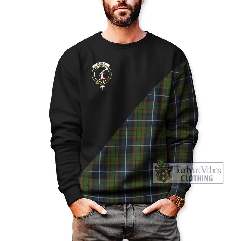 McRae Hunting Tartan Sweatshirt with Family Crest and Military Logo Style