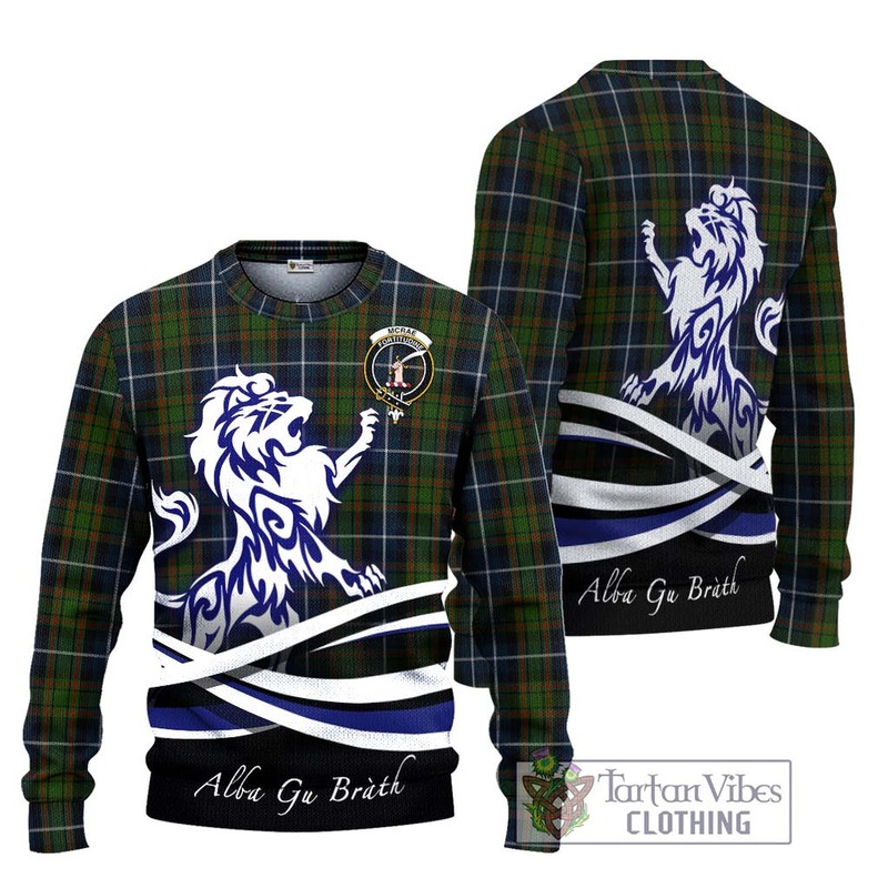 McRae Hunting Tartan Ugly Sweater with Alba Gu Brath Regal Lion Emblem