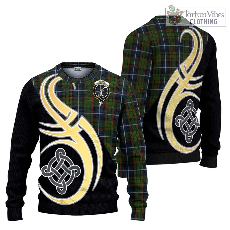 McRae Hunting Tartan Ugly Sweater with Family Crest and Celtic Symbol Style