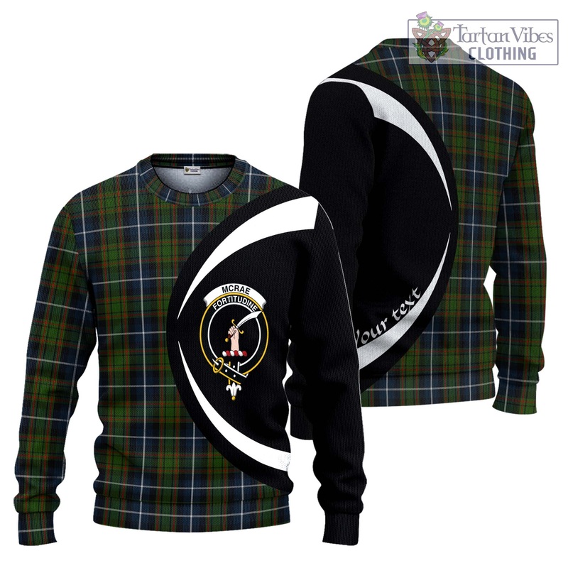 McRae Hunting Tartan Ugly Sweater with Family Crest Circle Style
