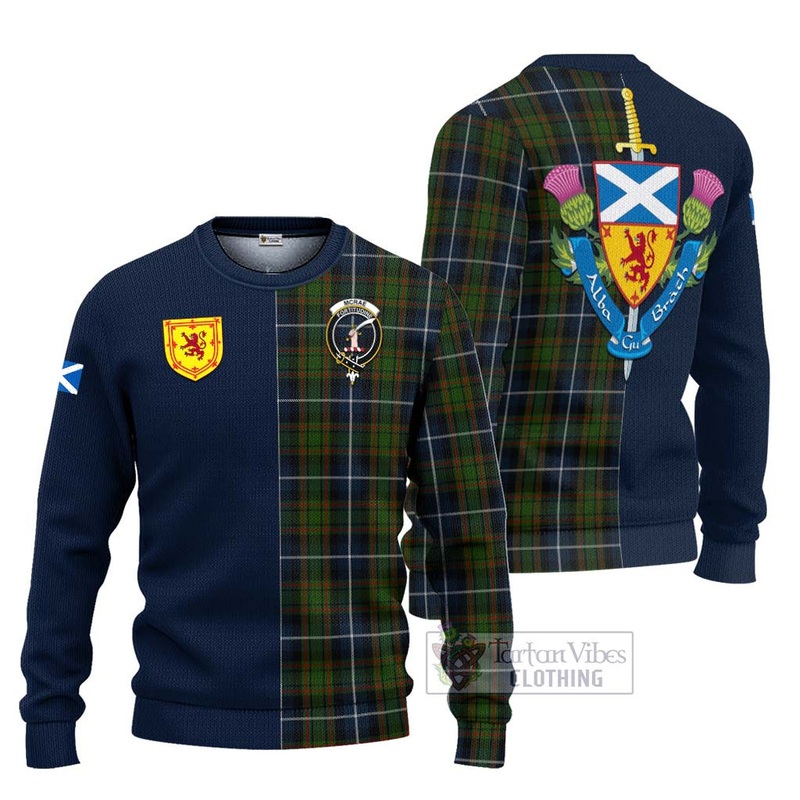 McRae Hunting Tartan Ugly Sweater with Scottish Lion Royal Arm Half Style