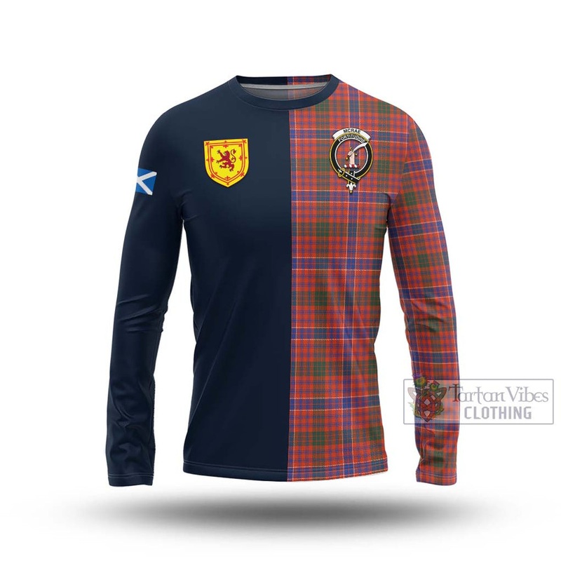 McRae Ancient Tartan Long Sleeve T-Shirt Alba with Scottish Lion Royal Arm Half Style