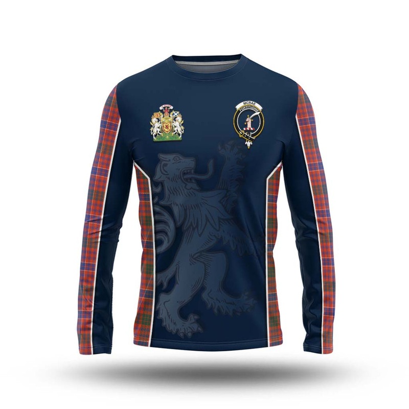 McRae Ancient Tartan Long Sleeve T-Shirt with Family Crest and Lion Rampant Vibes Sport Style