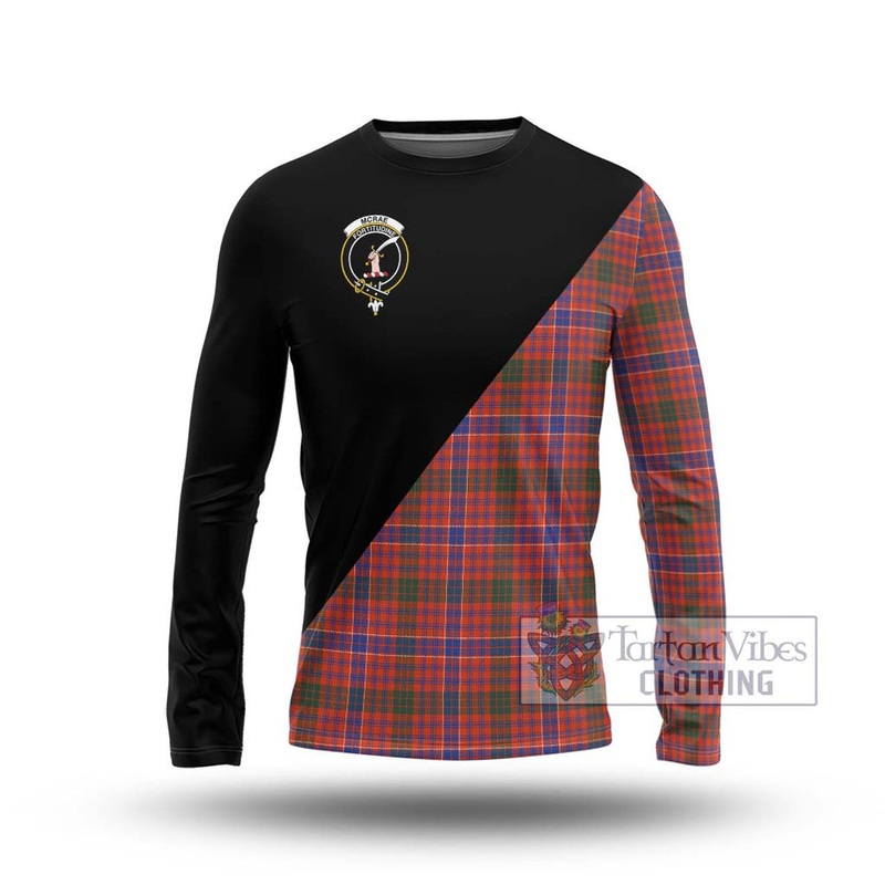 McRae Ancient Tartan Long Sleeve T-Shirt with Family Crest and Military Logo Style