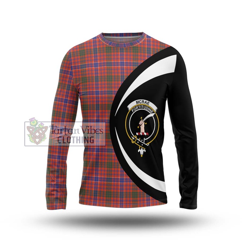 McRae Ancient Tartan Long Sleeve T-Shirt with Family Crest Circle Style