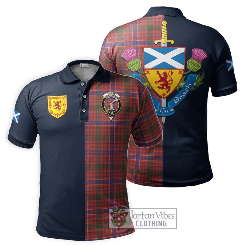McRae Ancient Tartan Polo Shirt Alba with Scottish Lion Royal Arm Half Style