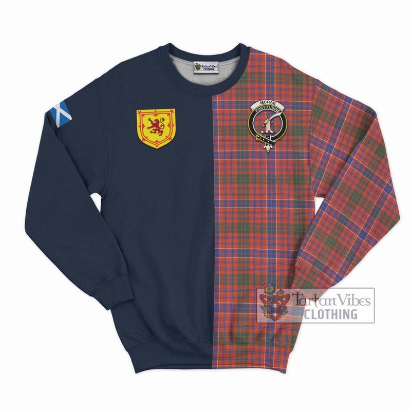 McRae Ancient Tartan Sweatshirt Alba with Scottish Lion Royal Arm Half Style