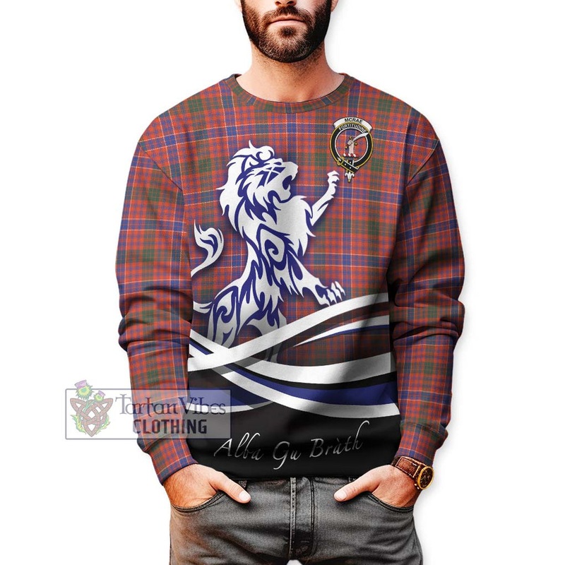 McRae Ancient Tartan Sweatshirt with Alba Gu Brath Regal Lion Emblem