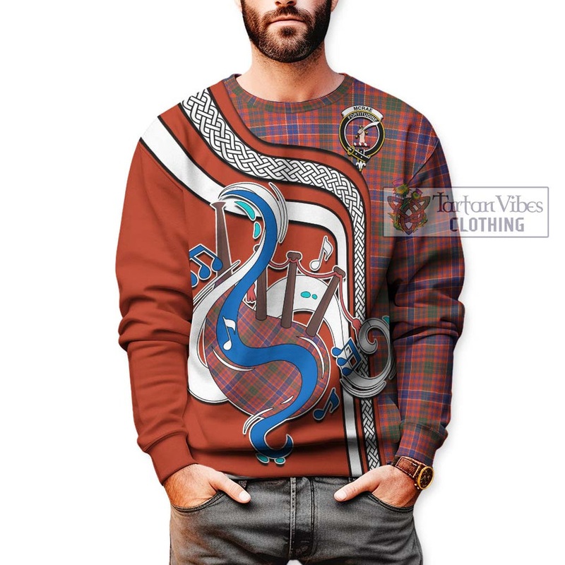 McRae Ancient Tartan Sweatshirt with Epic Bagpipe Style
